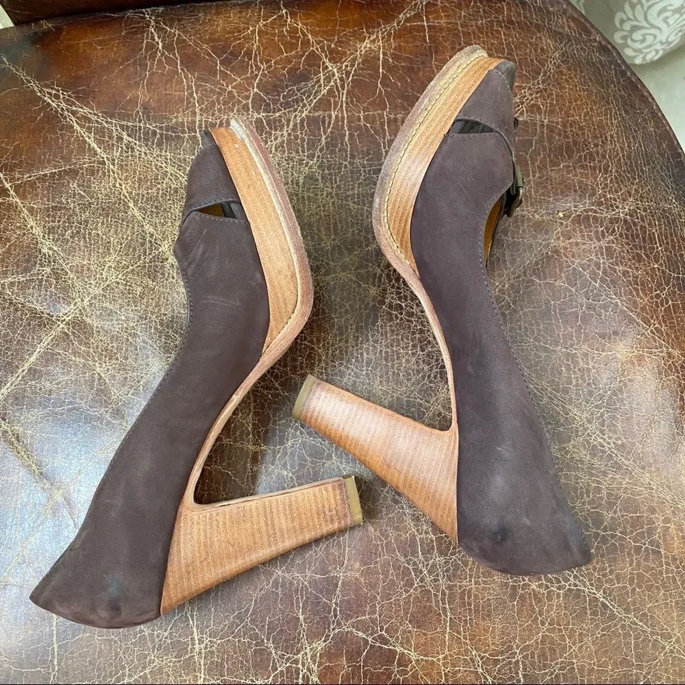 MICHAEL KORS suede peep toe platform pumps 8 1/2M